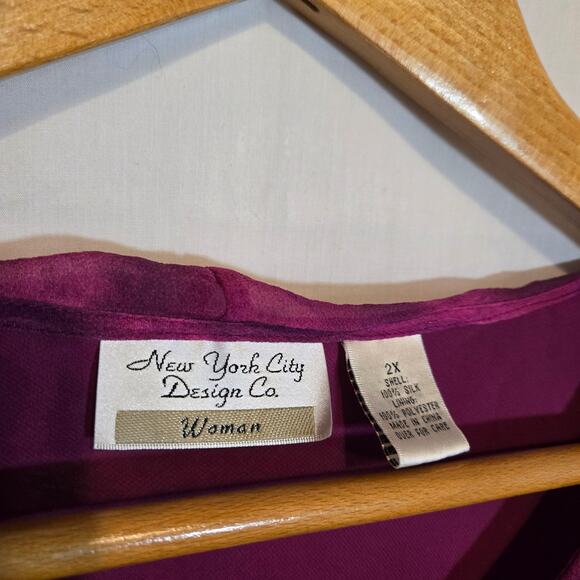 Vtg NYC Design Co Silk Ruffle Bias Cut Top Pink Magenta 2X Romantic Y2K Feminine - Picture 3 of 7
